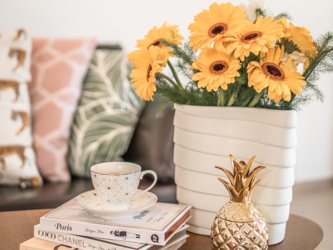 flowers and table top